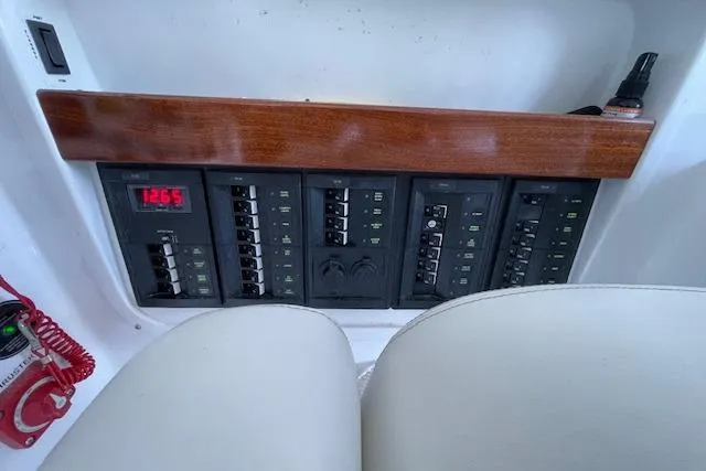 Slide: The Image of Dashboard of 2023 NorthCoast 315 boat with Garmin and Yamaha displays. - 10