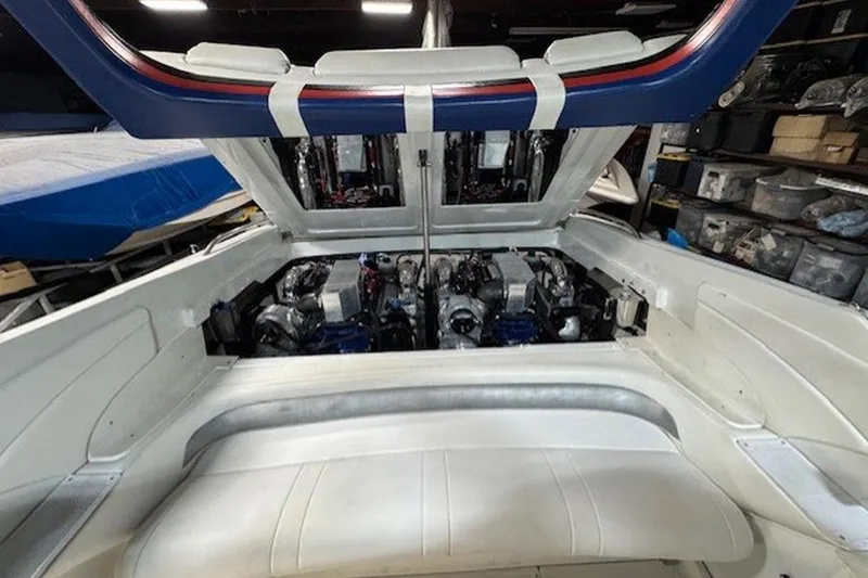 Slide: The Image of 2004 Formula 292 FASTech boat cockpit with modern gauges and plush seating. - 12