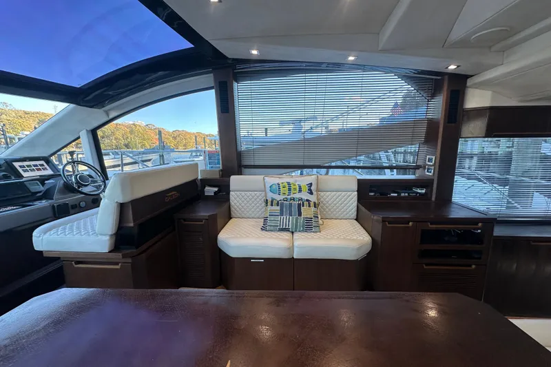 Slide: The Image of Luxurious interior of 2017 Galeon 560 Sky yacht with plush seating and modern design. - 11