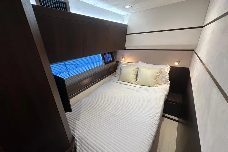 Slide: The Image of Luxurious bedroom interior of 2017 Galeon 560 Sky yacht with modern design. - 16