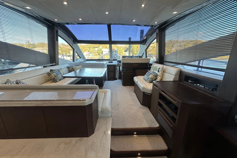 Slide: The Image of Luxurious interior of 2017 Galeon 560 Sky yacht with elegant seating and modern design. - 8