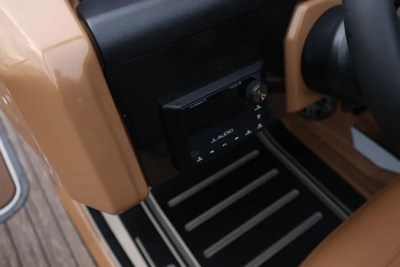 Slide: The Image of 2026 Harris Solstice 250 SL dashboard with JL Audio system. - 28