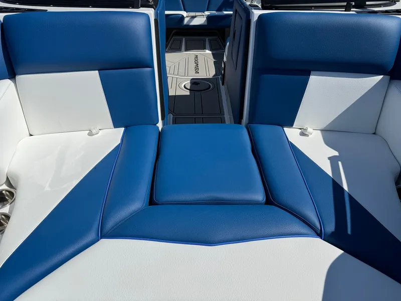 Slide: The Image of 2026 Moomba Mondo interior with blue and white seating. - 29
