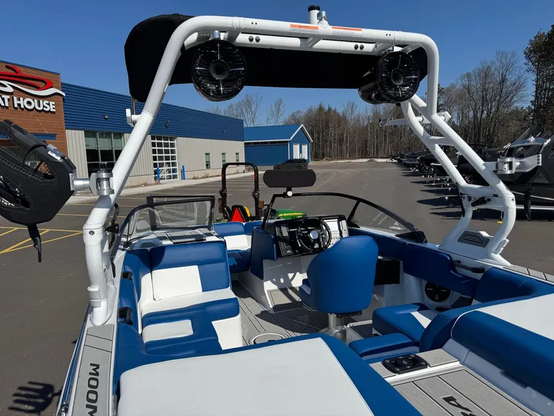 Slide: The Image of Interior view of 2026 Moomba Mondo boat with blue seating. - 30