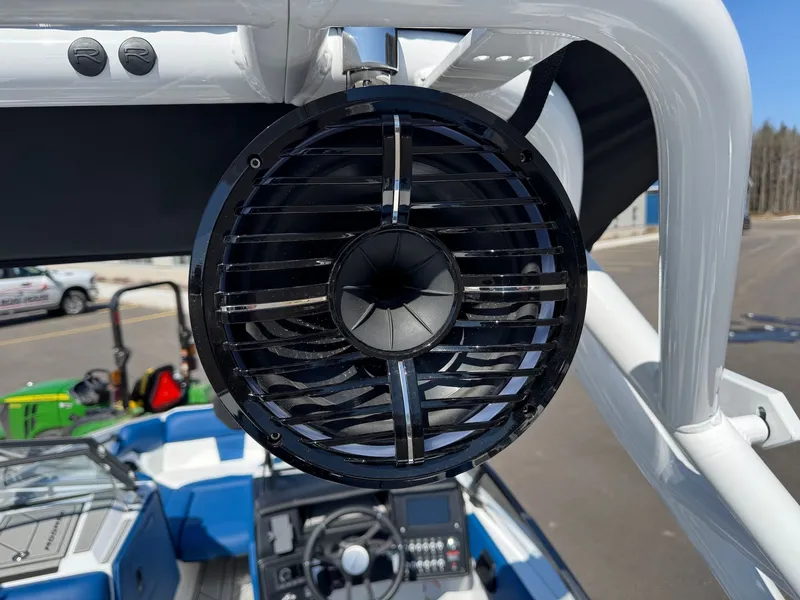 Slide: The Image of Close-up of a speaker on a 2026 Moomba Mondo boat. - 39