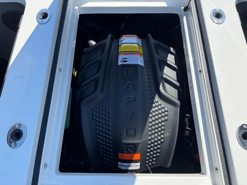 Slide: The Image of 2026 Moomba Mondo engine compartment with Raptor engine cover. - 41