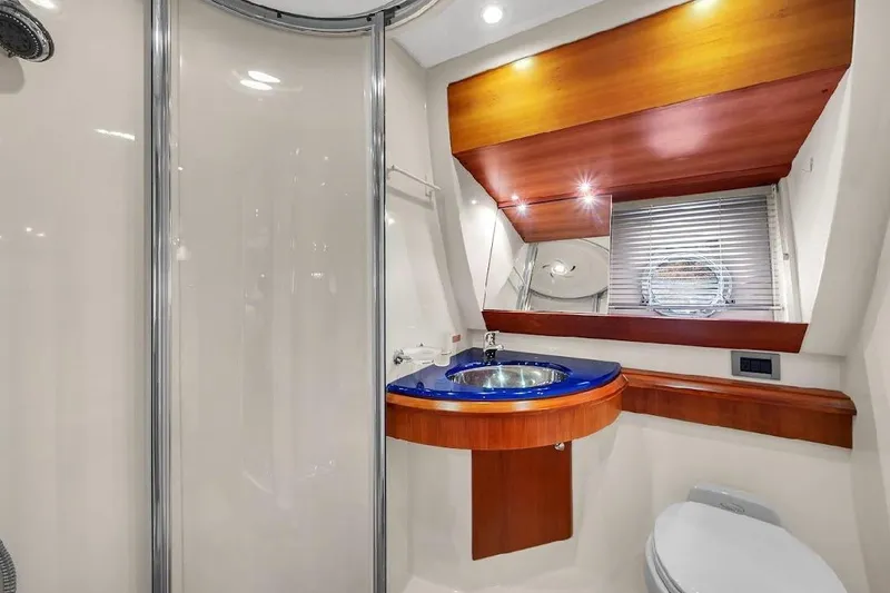 Slide: The Image of Luxurious bathroom interior of 2006 Azimut 50 Fly yacht with modern fixtures. - 16