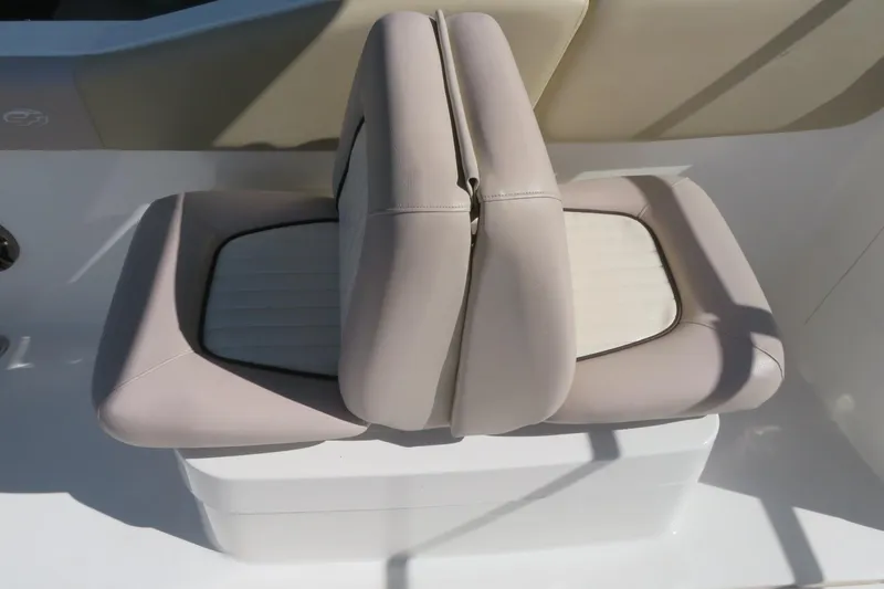Slide: The Image of 2015 Sea Fox 226 Traveler boat seat with beige and white upholstery. - 30