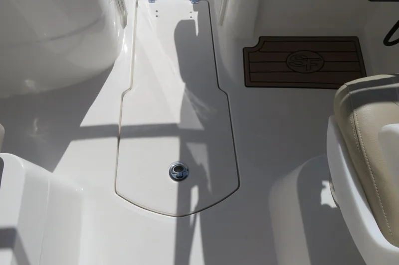 Slide: The Image of 2015 Sea Fox 226 Traveler boat interior with seating and deck details. - 40