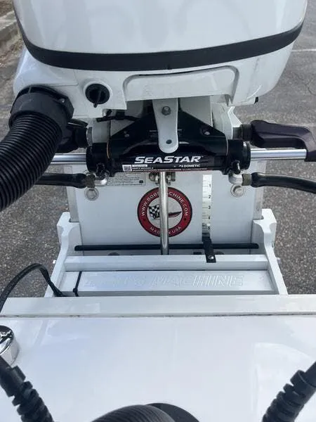 Slide: The Image of 2024 Blazer GTS 2550 BAY boat engine with SeaStar hydraulic steering system. - 7