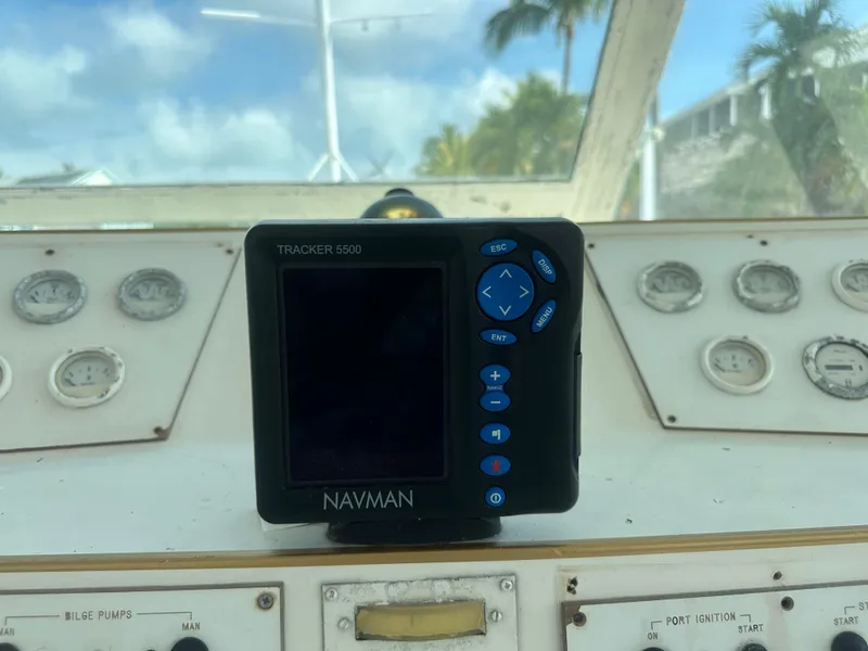 Slide: The Image of Navman Tracker 5500 GPS on 1974 Bertram 42 Motor Yacht dashboard. - 27