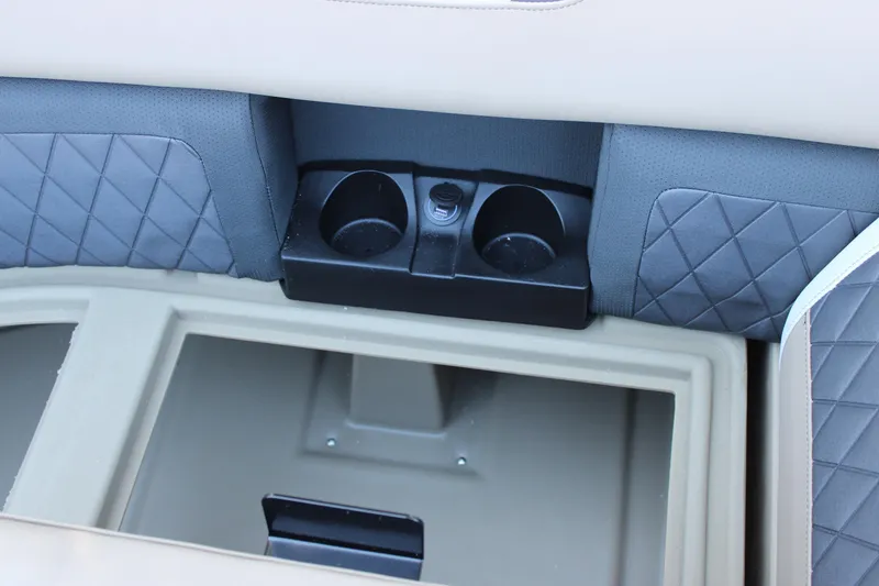 Slide: The Image of 2026 Starcraft SLS 3 interior with cup holders and quilted upholstery. - 26