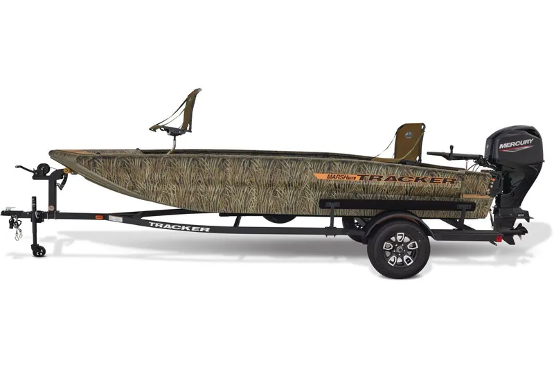 Slide: The Image of 2026 Tracker Grizzly 1756 T Marsh boat with Mercury outboard motor. - 3