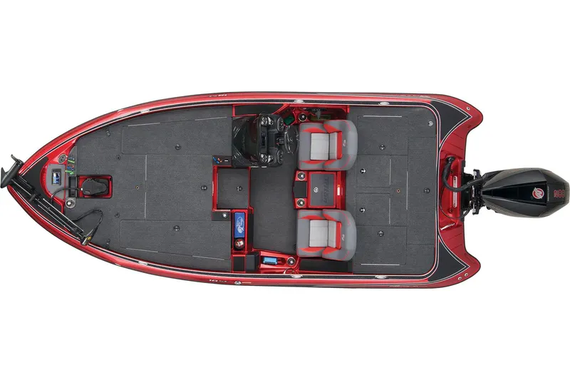 Slide: The Image of 2025 Triton 18 TrX boat with powerful engine, parked outside a building. - 3