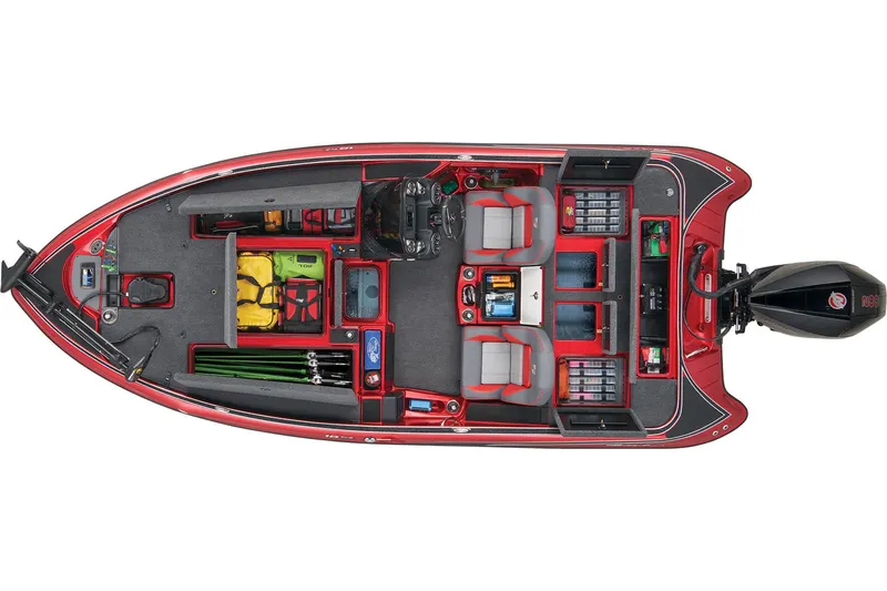 Slide: The Image of 2025 Triton 18 TrX boat interior with steering console and fishing deck. - 4
