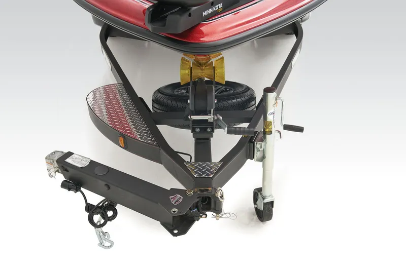 Slide: The Image of 2025 Triton 18 TrX fishing boat deck with trolling motor and seating. - 6