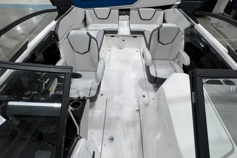 Slide: The Image of 2025 Yamaha Boats AR250 interior with sleek seating and modern design. - 5