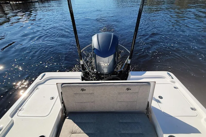 Slide: The Image of 2021 Sea Pro 248 Bay boat with powerful 300 engine on calm water. - 12