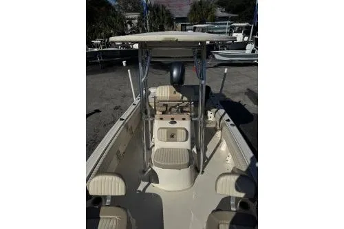 Slide: The Image of 2018 Carolina Skiff Ultra Series boat interior with seating and console. - 5