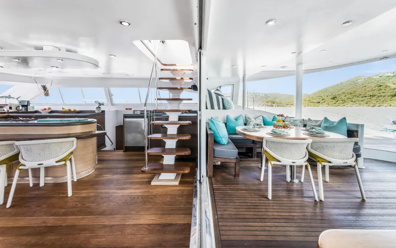 Slide: The Image of Luxurious 2013 Two Oceans OPEN OCEAN 750S yacht interior with elegant dining and seating area. - 19