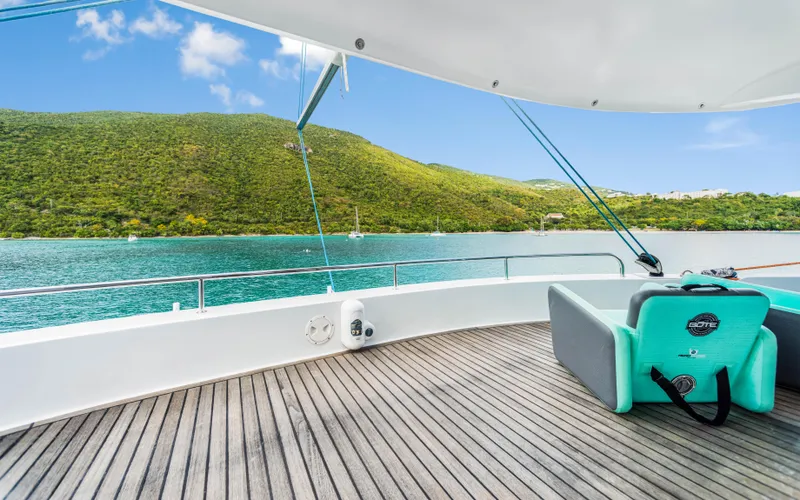 Slide: The Image of Deck view of 2013 Two Oceans OPEN OCEAN 750S yacht with scenic ocean and hills. - 25