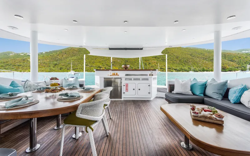 Slide: The Image of Luxurious deck of 2013 Two Oceans OPEN OCEAN 750S yacht with elegant seating and scenic views. - 29