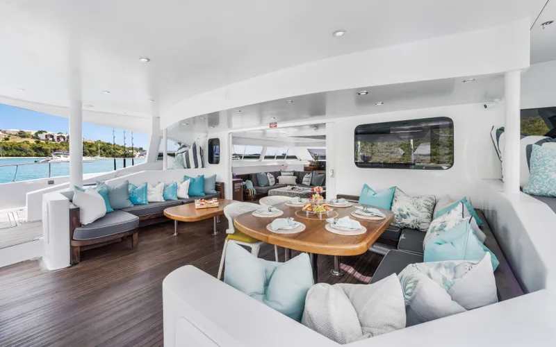 Slide: The Image of Luxurious 2013 Two Oceans OPEN OCEAN 750S yacht interior with elegant seating and dining area. - 30