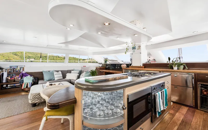 Slide: The Image of Luxurious interior of 2013 Two Oceans OPEN OCEAN 750S yacht with modern kitchen and seating area. - 36