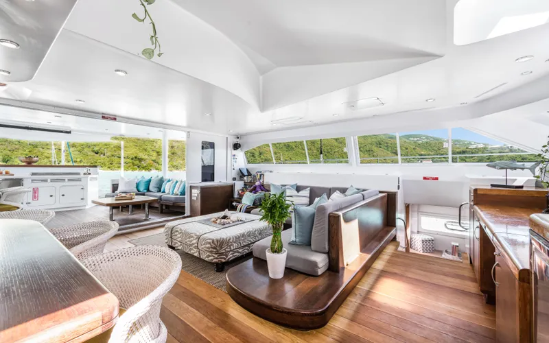 Slide: The Image of Luxurious interior of 2013 Two Oceans OPEN OCEAN 750S yacht with elegant seating and panoramic views. - 42