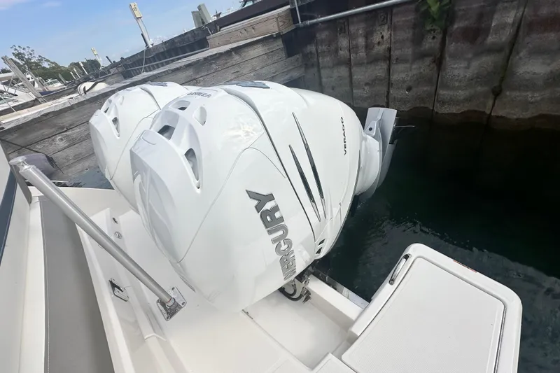 Slide: The Image of 2023 Tiara Yachts 34 LS with dual Mercury Verado outboard engines. - 10