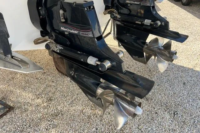 Slide: The Image of Dual MerCruiser Bravo Three outdrives on a 2017 Monterey 328SS Super Sport boat. - 23
