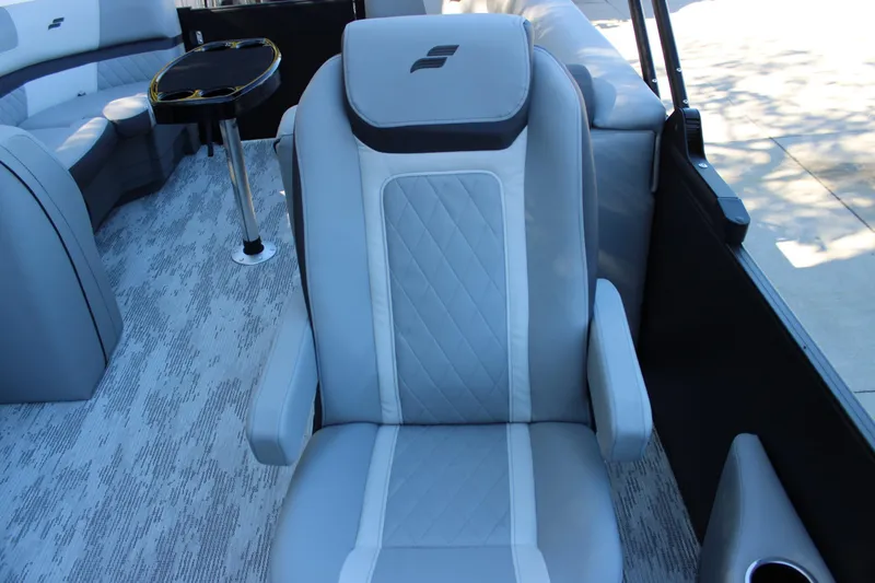 Slide: The Image of Luxurious seating on 2026 Starcraft EXS 3 boat, featuring elegant gray upholstery and modern design. - 21