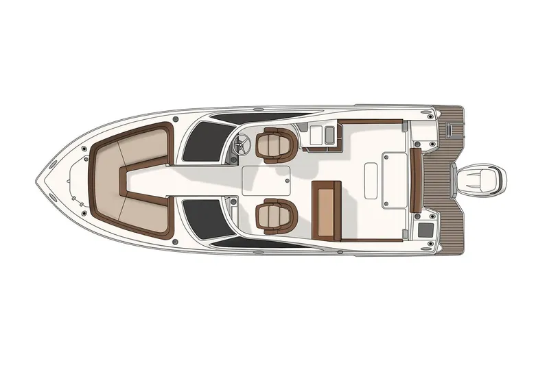 Slide: The Image of Top view layout of 2021 Scout 235 Dorado boat, featuring seating and deck design. - 14