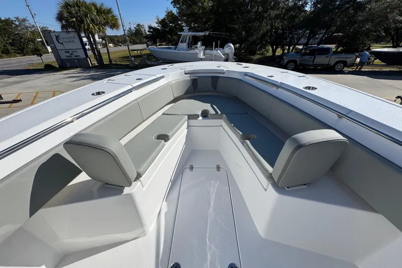 Slide: The Image of 2026 Cape Horn 32 XS boat interior with spacious seating and modern design. - 20