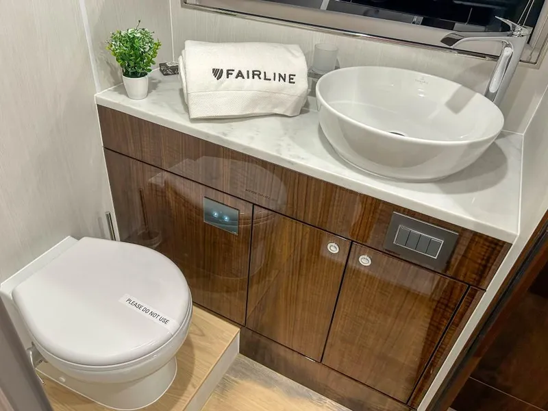 Slide: The Image of Luxury bathroom in 2024 Fairline Squadron 68 yacht with modern fixtures. - 34