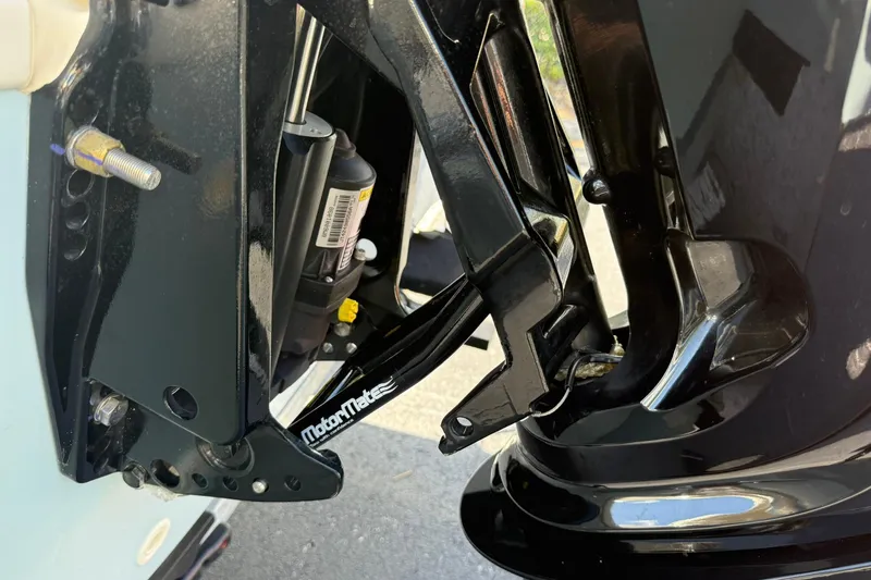 Slide: The Image of Close-up of 2025 Boston Whaler 170 Montauk motor mount detail. - 17
