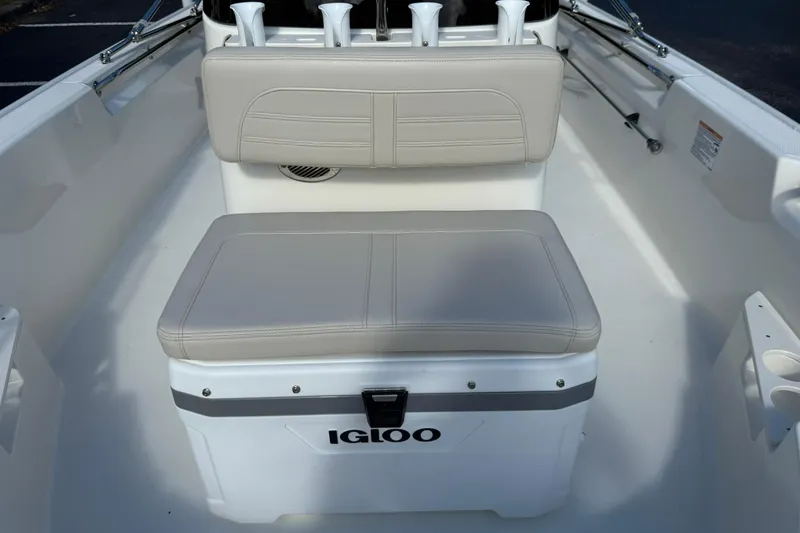 Slide: The Image of 2025 Boston Whaler 170 Montauk boat interior with Igloo cooler seat. - 51
