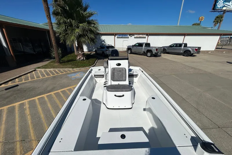 Slide: The Image of 2026 Avid 21 Recon ST boat in a parking lot, showcasing sleek design and spacious interior. - 17