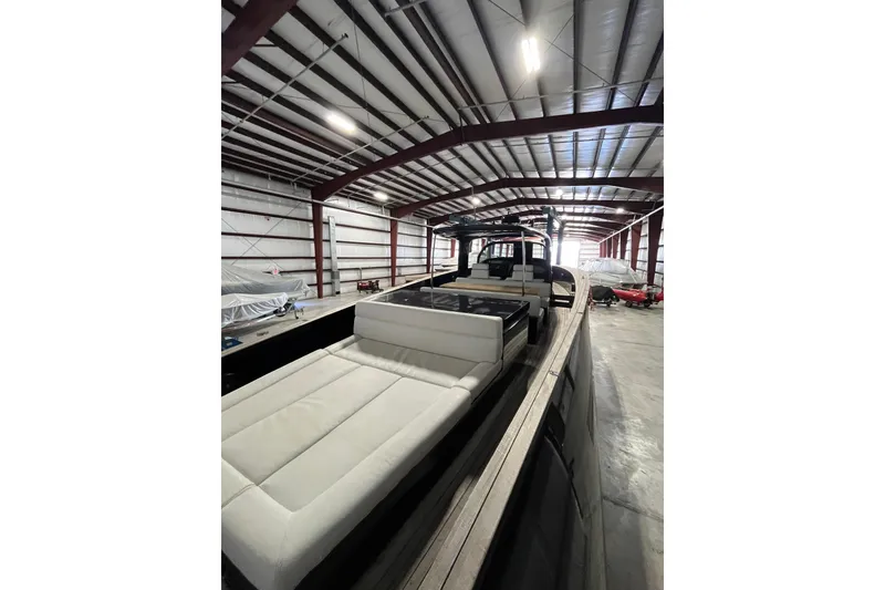 Slide: The Image of Luxury Alen 45 yacht, 2018 model, in a spacious indoor storage facility. - 12