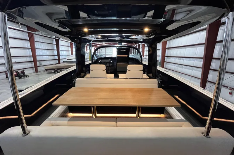 Slide: The Image of Luxurious 2018 Alen 45 yacht interior with sleek design and elegant seating area. - 14