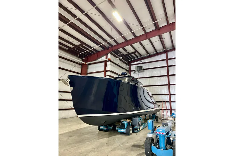 Slide: The Image of 2018 Alen 45 yacht in a storage facility. - 5