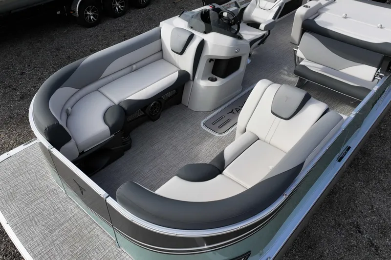 Slide: The Image of 2026 Tahoe Pontoon LTZ Entertainer with luxurious seating and modern design. - 3