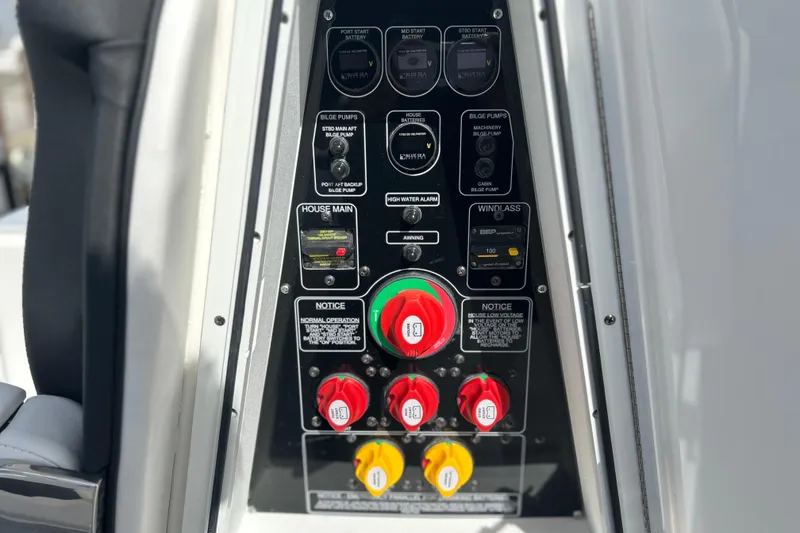 Slide: The Image of Control panel of 2026 Sea Fox 368 Commander boat with switches and indicators. - 35