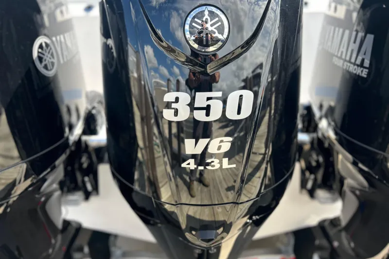 Slide: The Image of Yamaha 350 V6 4.3L outboard engine on 2026 Sea Fox 368 Commander. - 75