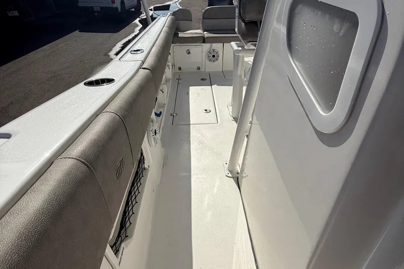 Slide: The Image of 2021 Sea Fox 268 Commander boat interior with seating and storage features. - 62