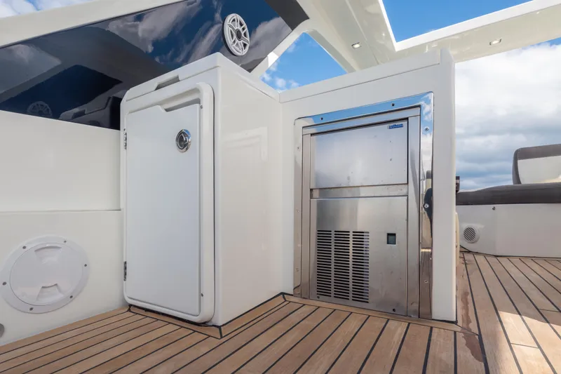 Slide: The Image of Luxury yacht Galeon 500 Fly 2020 deck with sleek cabinetry and modern design. - 22