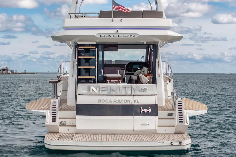 Slide: The Image of 2020 Galeon 500 Fly yacht on ocean, rear view, Boca Raton, FL. - 5