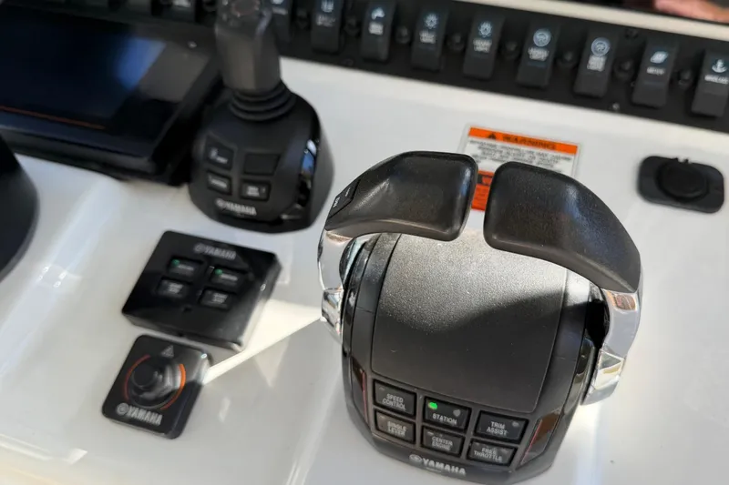 Slide: The Image of Control panel of 2018 Sea Hunt Gamefish 30 Coffin Box with Yamaha throttle and joystick. - 41