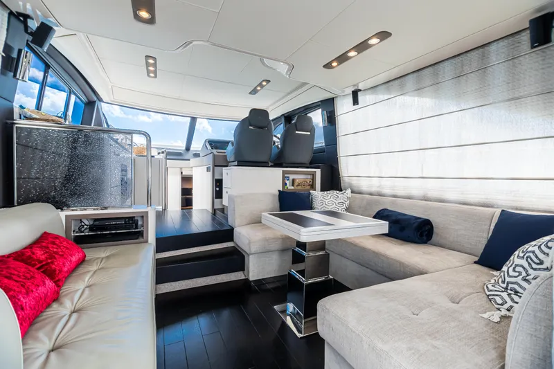 Slide: The Image of Luxurious interior of 2020 Azimut AZ 50-Fly yacht with modern seating and elegant design. - 20