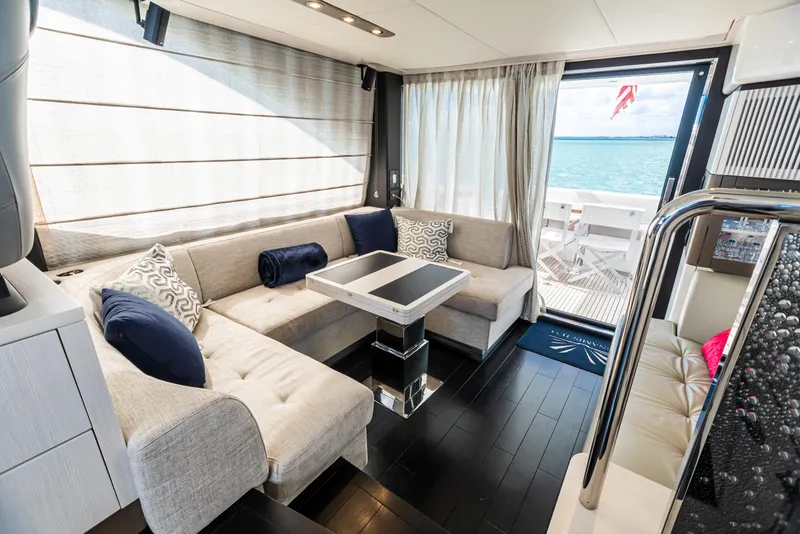 Slide: The Image of Luxurious interior of 2020 Azimut AZ 50-Fly yacht with elegant seating and ocean view. - 21